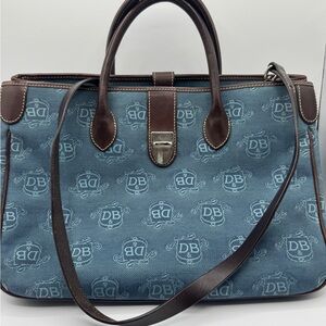Dooney & Bourke Blue and Brown Tote Bag